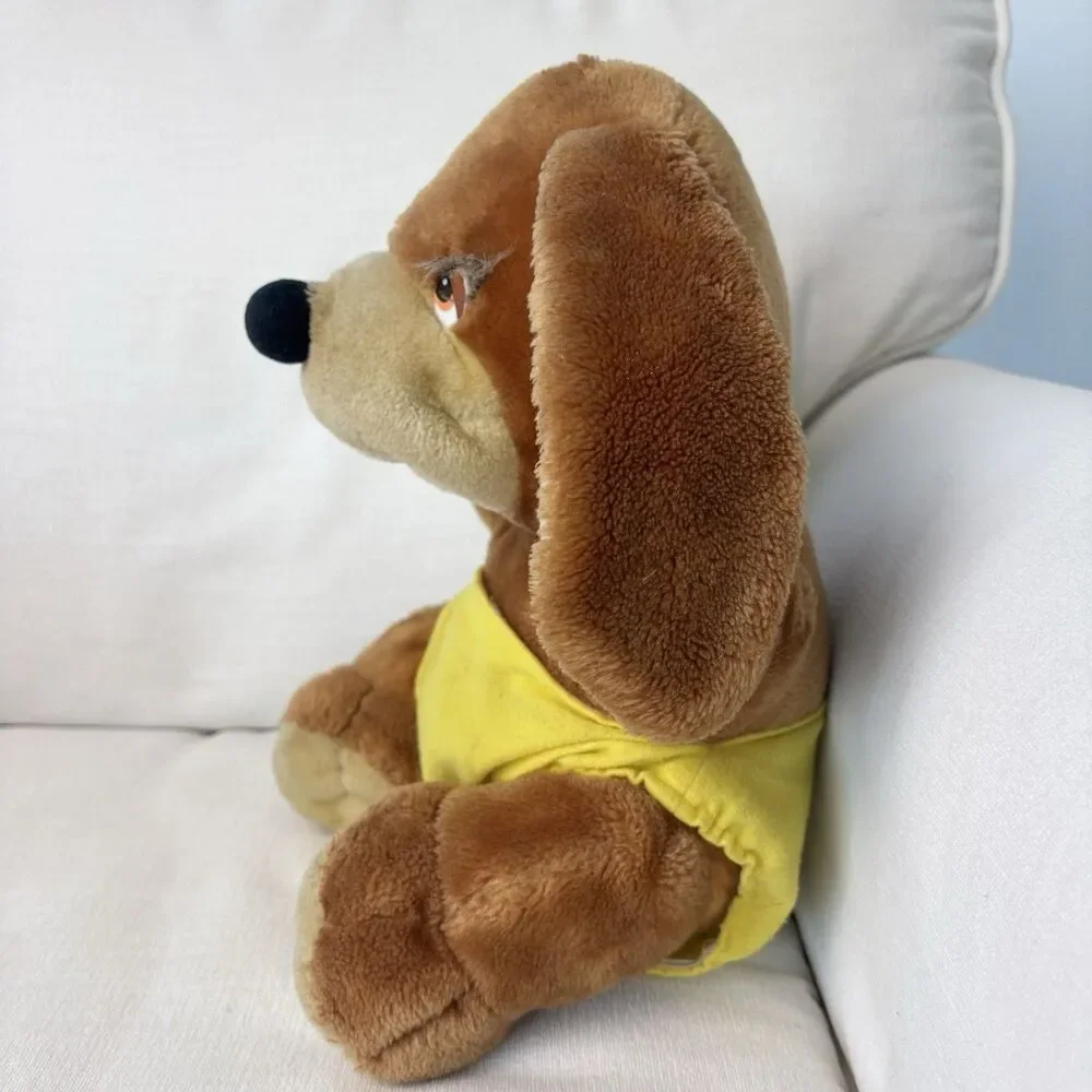 Vintage 1983 Sunburst Pets Brown Puppy Dog Plush Yellow Diaper Commonwealth 80s